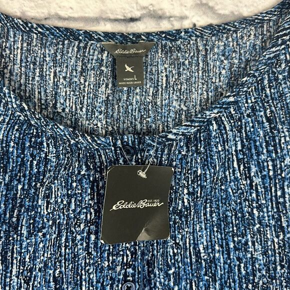 Eddie Bauer Blue Tank Quarter Button Down Size Large NWT - Picture 3 of 6
